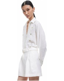 Resim Koton Pamuklu Nakış Detaylı Uzun Kollu Müslin Gömlek Yeşil Desenli 5sak60073pw Yeşil Desenli 