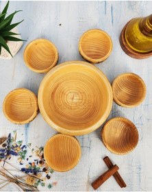 Resim El Yapımı Desenli Ahşap Doğal Ağaç Çerezlik Doğal Ağaç 7li Nature 