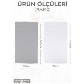 Resim 4'lu Gri-beyaz Banyo Havlusu - 70x140 Cm, 490 Gr, %100pamuk, Spa Ve Otel Havlusu, Günlük Kullanıma U Beyaz 