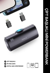 Resim İWALK iWALK LPX001 5000mAh TYPE-C VE LİGHTİNG UYUMLU MİNİ POWERBANK 