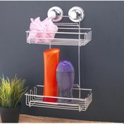 Resim Vakumlu Banyo Rafı Şampuanlık 2 Katlı Gri 