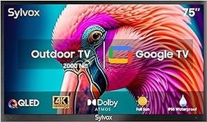 Resim SYLVOX QLED 4K UHD 2000nits Smart Google TV, HDR10, Dolby Atmos, hava koşullarına dayanıklı dış mekan TV, Google Assistant,Chromcast, Google Play Triple-Tuner, 60Hz, HBBTV Pool Pro 2.0 QLED 