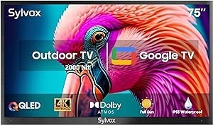 SYLVOX QLED 4K UHD 2000nits Smart Google TV, HDR10, Dolby Atmos, hava koşullarına dayanıklı dış mekan TV, Google Assistant,Chromcast, Google Play Triple-Tuner, 60Hz, HBBTV Pool Pro 2.0 QLED