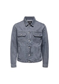 Resim Only & Sons Erkek Geniş Yaka Kot Ceket - 22032036 Gri 