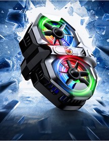 Resim MATECHNO Çift Fan Soğutucu RGB Led Işıklı Isı Derece Göstergeli Gaming Live Cep Telefon Soğutucu Radyatörü 