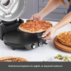 Resim Karaca Gastro 10 in 1 Pizza Lahmacun ve Tandır Ekmeği Makinesi Biodiamond Rosegold 