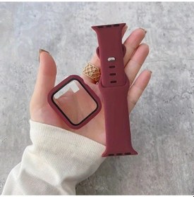 Resim Gaojunshop01 Şarap Kırmızı 42mm iOs Watch Uyumlu 10 Uyumlu Nefes Alabilir Spor Kayış 