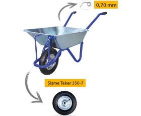Resim Kanat Adalı Galvanizli Demonte El Arabası Tüplas Burçlu Teker 0.70 mm Sac 