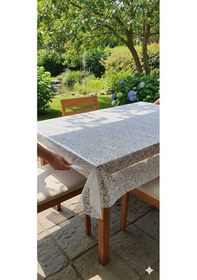 Resim Gri Şeffaf Pvc Masa Örtüsü Hasır Desenli Masa Örtüsü Lüx Model Beyaz 