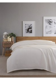Resim Çift Kişilik Waffle Pike 210x230cm, %100 Pamuk, Petekli Pike Krem 