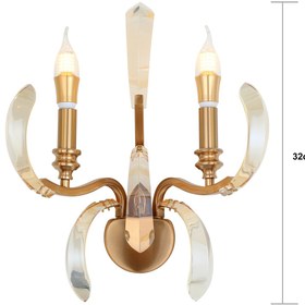 Resim Apliqa Ronja 2'li Bakır Eskitme Kristal Taşlı Yatak Başı, Salon Aplik 