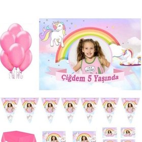 Resim Unicorn Doğum Günü Parti Seti Magnet, Pvc Kaplı Afiş Hdts120 