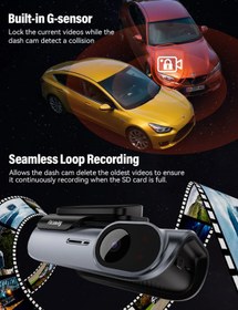 Resim ARDSU Focuway Real Ultra 4K T5 Dual Dash+1080P front and rear dash cam Araç İçi 360 Derece Kamera 
