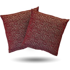 Resim Markimo Home Bordo Vişne Çürüğü Simli Dokuma Kırlent Yastık Minder Kılıfı İki Adet 45x45cm 