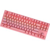 Resim Blue Switch Punk Style 87 Anahtar Kablolu Oyun Klavyesi Sessiz Pembe (Yurt Dışından) 
