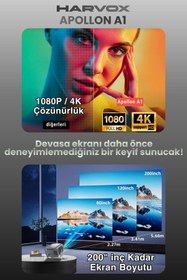 Resim Fırsat7 Taşınabilir Sinema Dizi Film Projeksiyon 1080P/2K/4K Ev Sineması Dahili Android 11, WiFi & Bluetooth 