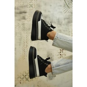 Resim Guja Jolie Guja Ithal Taban Taş Detaylı Özel Seri Deri Kadın Spor Bot Siyah 