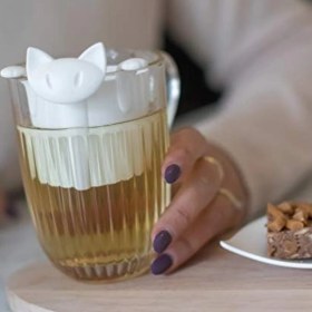 Resim Açık Pembe Kedili Çay Süzgeci, Şık ve Kullanışlı Mutfak Aksesuarı 