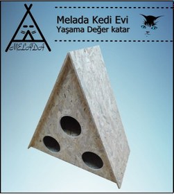 Resim Melada Kedi Evi Dış Ortam Uygun Ahşap Kedi Evi Osb 78x76x35 Cm 