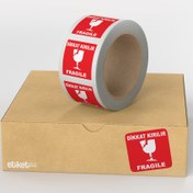 Resim Etiketalalim 100x100mm Dikkat Kırılır Etiketi 