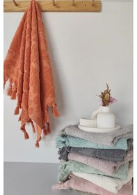 Resim Otantik Saçaklı Kiremit El Havlusu 50x85 Cm - %100 Pamuk - Yumuşak Ve Su Emici Kıremıt Kiremit 