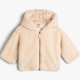 Resim Kız Bebek Basic Peluş Ceket Kapşonlu Uzun Kollu Fermuarlı 