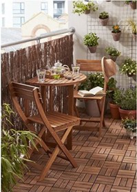 Resim Virginia Yarı Katlanır Masa 70 Cm Balkon Masası Bahçe Masası Ahşap 