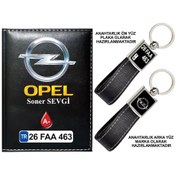 Resim Plakanıza Özel Opel Logolu Siyah Ruhsat Kabı Ve Anahtarlık 