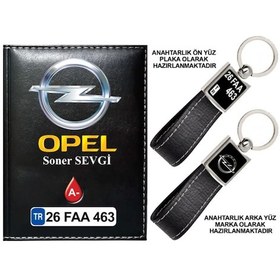 Resim Plakanıza Özel Opel Logolu Siyah Ruhsat Kabı Ve Anahtarlık 