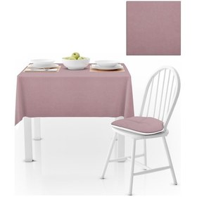 Resim Pudra Pembe Düz Renk Petek Dokuma Masa Örtüsü 140x180 