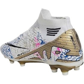 Resim Çoraplı Bilekli Boğazlı Krampon Futbol Ayakkabısı Beyaz - Altın Beyaz - Altın 