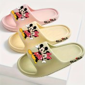 Resim DISNEY Mickey & Minnie Kadınlar İçin Yumuşak ve Rahat EVA Terlikler - Kaymaz Banyo Ayakkabısı, Açık Burunlu Tasarım, Canlı Karakter Desenli, Tüm Mevsimler İçin Ev/Dış Mekan Kullanımı (Pembe & Sarı), Günlük Ayakkabı, Kaydırmaz Tabanlı 