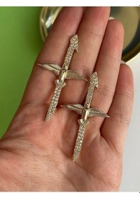 Resim Pinery Jewels Zirkon Taşlı Kuş Altın Kaplama Kadın Küpe Çifti Altın 