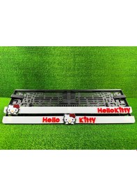 Resim Hello Kitty Beyaz 3d Kabrtmalı Pleksi Araba Plakalığı 1 Takım 