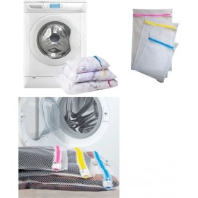 Resim 3&amp;#39;lü Çamaşır Yıkama Filesi Set Renkli Fermuarlı Pratik Çamaşır Yıkama Filesi Seti 3 Boy 