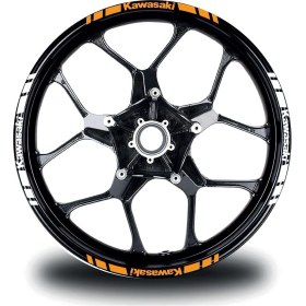Resim Kawasakı Yazılı Kısa Dış Şerit 16'lı Çift Renk Jant Sticker Modeli 