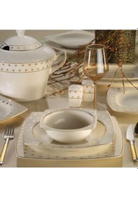 Resim Kütahya Porselen Bone Mare 62 Parça 10365 Yemek Takımı 