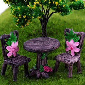 Resim Peri Bahçesi Minyatür Seti - 3 parça Masa & Sandalye, Karışık Renkler, ABS Reçine El Sanatları Kiti DIY Peyzaj Dekoru ve Yaratıcı Hediyeler için 