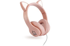 Resim Polosmart FS56 Kedi Figürlü Kablolu Mikrofonlu Kulaküstü Kulaklık Pembe 