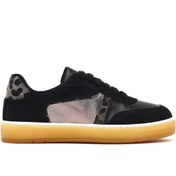Resim Derimod Kadın Siyah Bağcıklı Kalın Tabanlı Desenli Deri Sneaker 25AFE145314 
