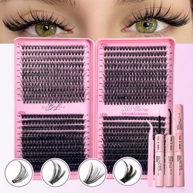Resim 800/280/200 adet DIY Kirpik Uzatma Kiti, Karışık Kalınlık 3456P Küme Kirpikleri, D Kıvrım, Çoklu Uzunluklar, Doğal/DD Kıvrım/kostüm Stili, Yapıştırıcı Dahil, Düğünler, Sevgililer Günü, Günlük Kullanım, Kız Arkadaşlar ve Arkadaşlar İçin Hediye 