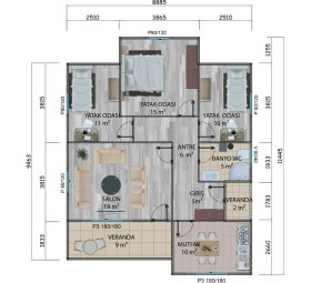 Resim Sismik Prefabrik 92 M2 Prefabrik Ev 