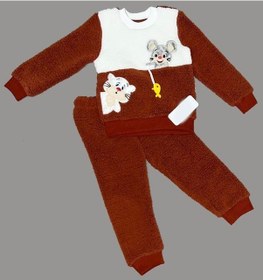 Resim 1-2-3 Yaş Sallanan Balık Nakışlı Kuzu Kumaş Sweat Pantolon Uzun Kollu Kız Erkek 2 Li Takımı 001 