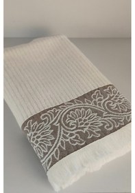 Resim Bambu Banyo Havlusu - Püsküllü & Ekstra Yumuşak & Süper Emici Ekru 