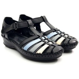 Resim Venüs 23033319y Kadın Hakiki Deri Renkli Cırtlı Önü Kapalı Sandalet 001 