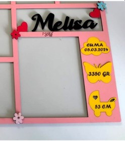 Resim Yeni Doğan Bebekler İçin Tasarım 12 Fotoğraflık İsim Ve Doğum Bil Pembe 