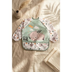 Resim Babydonat Tinybear Dream Big Su Geçirmez Uzun Kollu Mama Önlüğü - Mint Yeşili Blw Uyumlu Bebek Ek Gıda Önlüğü 6-24 Ay 