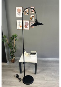 Resim Siyah Lambader Modern Dekoratif Metal Oturma Odası Çalışma Odası Zemin Lambası 6977 Siyah 