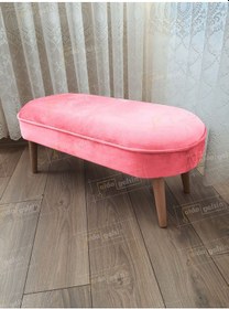 Resim Ultra Lüks Oval Parrot Puf Ahşap Ayak Pembe 