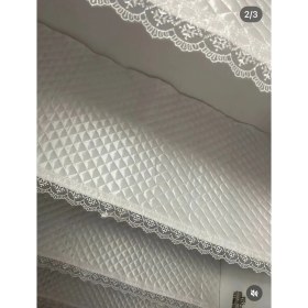 Resim Kaizen Carpet Beyaz 40 cm Derinlik x 10 mt Boy Silver Su Taşı Detaylı Lüks Saten Kapitone Raf Örtüsü / Çekmece Örtüsü / Dolap İçi Örtü / Vintage Sınırlı Üretim Özel Seri Saten Raf Örtüsü 